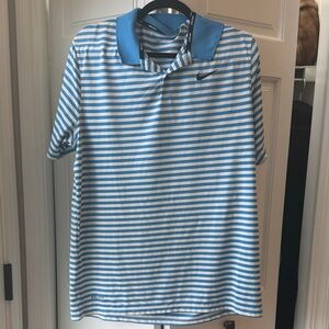 Nike Light Blue & White Striped Performance Polo